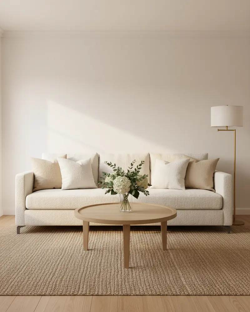 Example living room before wallpaper (AI-generated photo)