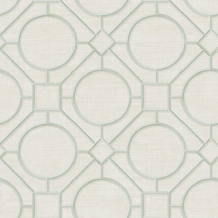 Silk Road Trellis - Metallic Mint and Off-White Koi Seabrook Designs Wallpaper ai42414