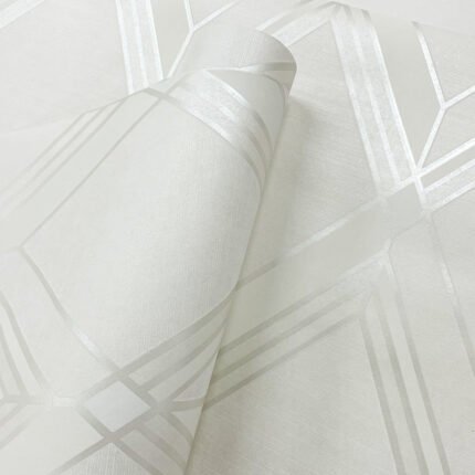 Brooklyn Diamond - Ultra Pure | Whites and Off Whites Geometrics Wallpaper for Office, Accent Wall, and Dining Room