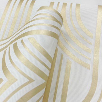 Broadway Arches - Golden Nugget | Whites and Off Whites Geometrics Wallpaper for Office, Accent Wall, and Bedroom