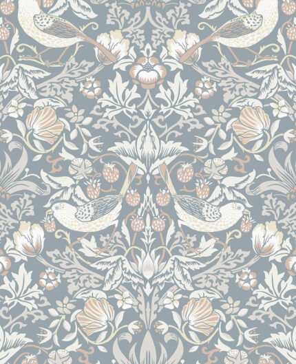 Fragaria Garden - Blue Mist and Blush Legacy Prints Seabrook Designs Wallpaper et11222