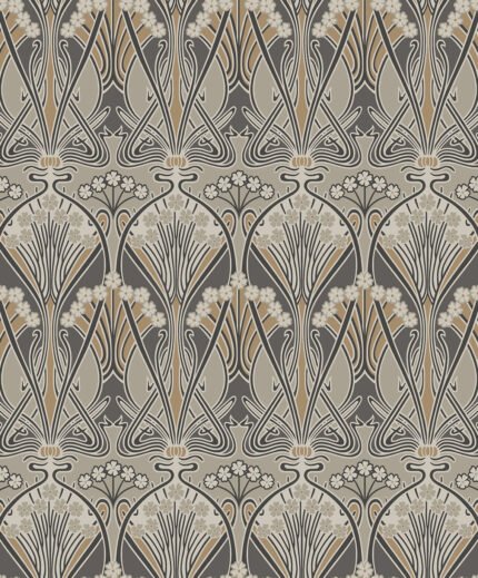 Dragonfly Damask - Metallic Bronze and Smoke Legacy Prints Seabrook Designs Wallpaper et12406