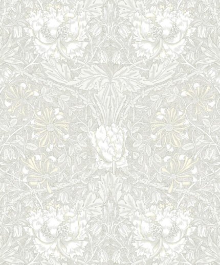 Ogee Flora - Swiss Coffee and Light Grey Legacy Prints Seabrook Designs Wallpaper et12605