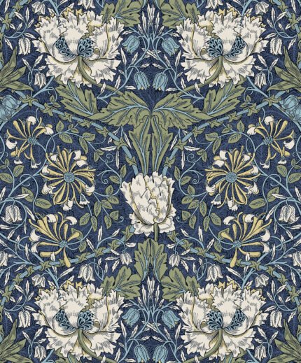 Ogee Flora - Indigo Dye and Thyme Legacy Prints Seabrook Designs Wallpaper et12612