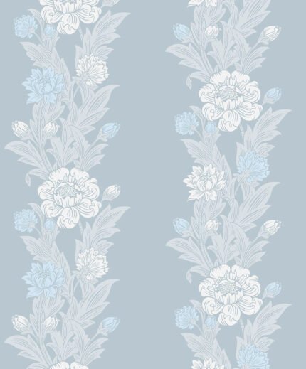 Blooming Stripe - Baby Blue Legacy Prints Seabrook Designs Wallpaper et12702