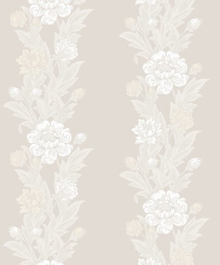 Blooming Stripe - Swiss Coffee Legacy Prints Seabrook Designs Wallpaper et12705