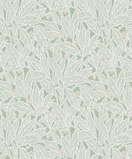 Leaf and Berry - Spearmint Legacy Prints Seabrook Designs Wallpaper et12804