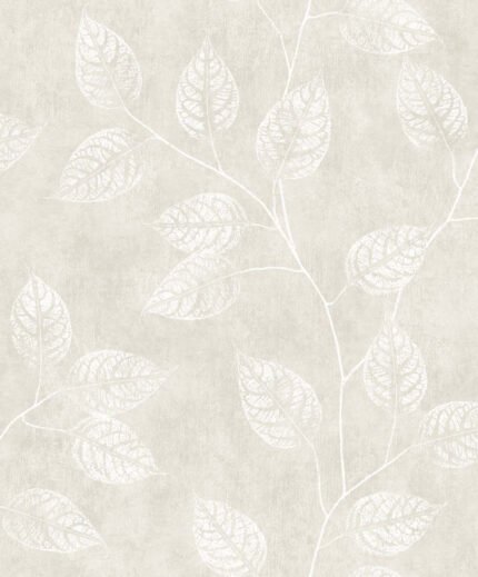 Leaf Impression - Raw Linen White Heron Seabrook Designs Wallpaper ew10800