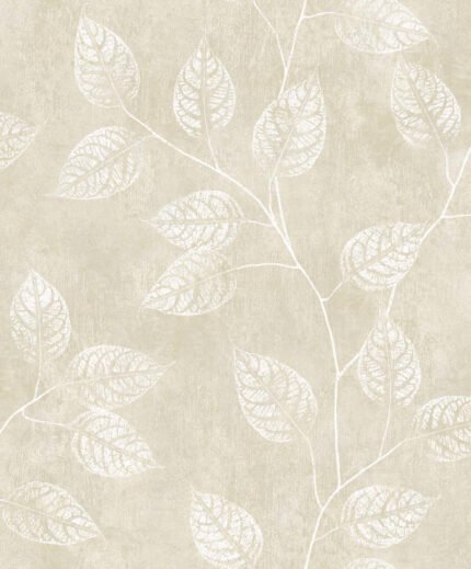Leaf Impression - Summer Sand White Heron Seabrook Designs Wallpaper ew10805