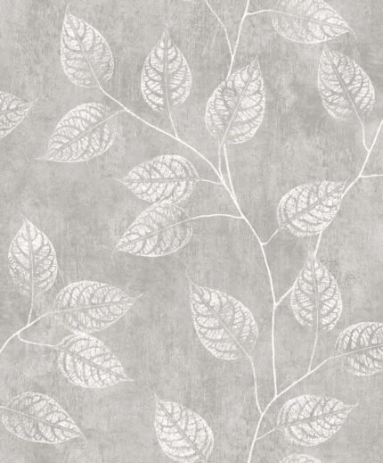 Leaf Impression - Slate White Heron Seabrook Designs Wallpaper ew10808