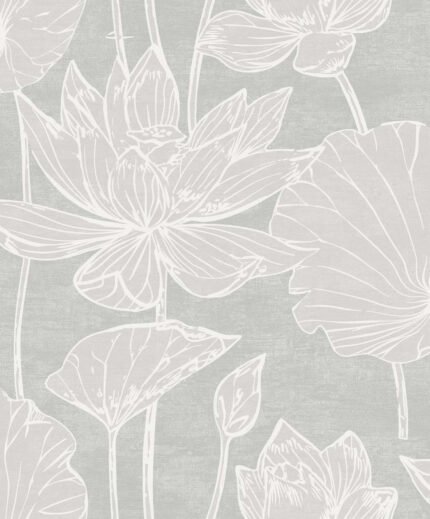 Kyoto Lily - Shadow White Heron Seabrook Designs Wallpaper ew12000