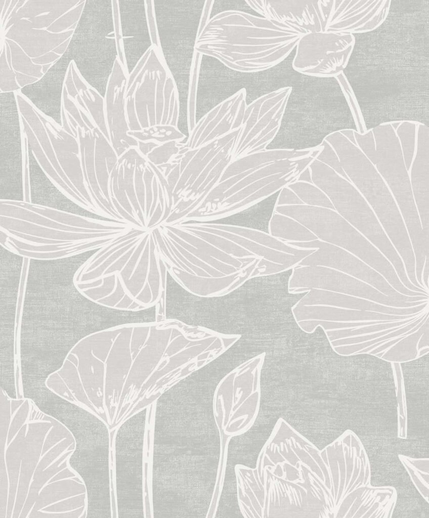 Kyoto Lily - Shadow White Heron Seabrook Designs Wallpaper ew12000