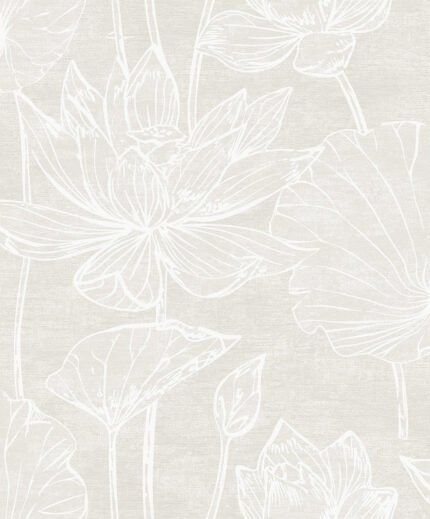Kyoto Lily - Antique Pearl White Heron Seabrook Designs Wallpaper ew12007