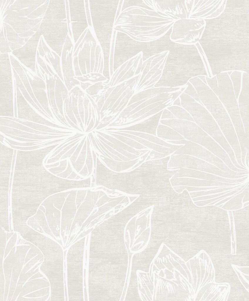 Kyoto Lily - Antique Pearl White Heron Seabrook Designs Wallpaper ew12007