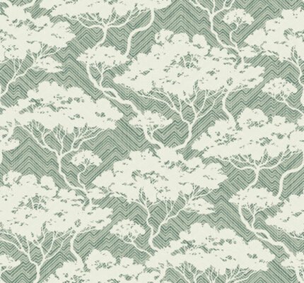 Nara - Wild Mint | Greens Asian and Chinoiseries Wallpaper for Entryway, Office, and Hallway