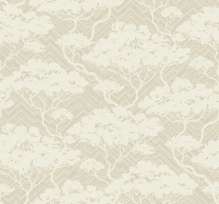 Nara - White Teatree | Whites and Off Whites Asian and Chinoiseries Wallpaper for Kitchen, Accent Wall, and Office