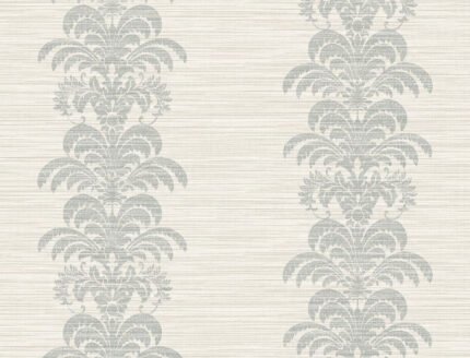 Palm Frond Stripe Stringcloth - Cove Gray and Alabaster Luxe Retreat Lillian August Wallpaper ln10508