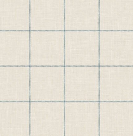 Linen Check - Alabaster and Air Force Blue Luxe Retreat Lillian August Wallpaper ln10702