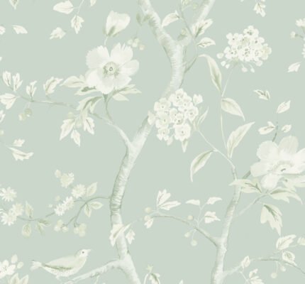 Southport Floral Trail - Sea Glass and Ivory Luxe Retreat Lillian August Wallpaper ln11104