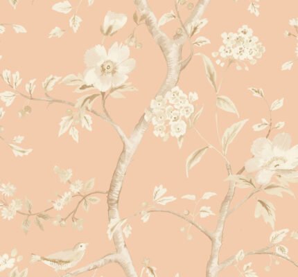 Southport Floral Trail - Soft Melon and Arrowroot Luxe Retreat Lillian August Wallpaper ln11111
