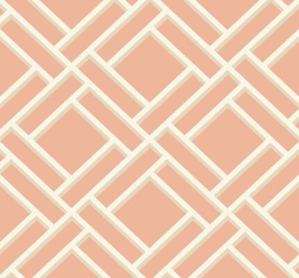 Block Trellis - Melon and Arrowroot | Pinks Geometrics Wallpaper for Office, Accent Wall, and Kitchen