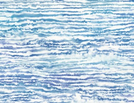 Watercolor Waves - French Navy and Aqua | Blues Abstracts Wallpaper for Office, Kitchen, and Half Bath