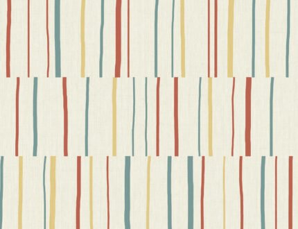 Block Lines - Vermillion, Sunflower, and Teal | Reds Plaids, Checks and Stripes Wallpaper for Office, Bedroom, and Half Bath