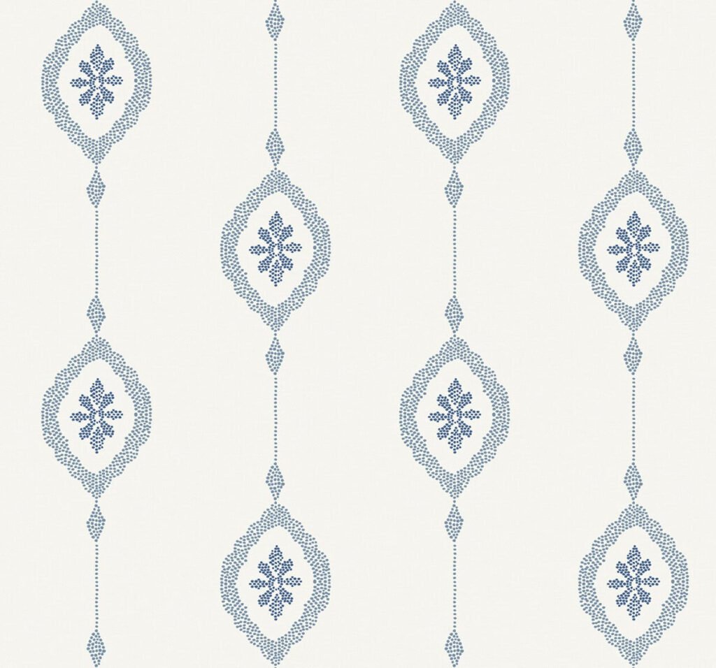 Sand Dollar Stripe - Coastal Blue Beach House Seabrook Designs Wallpaper mb30512