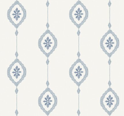 Sand Dollar Stripe - Coastal Blue Beach House Seabrook Designs Wallpaper mb30512