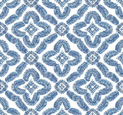 Talia - Cottage Blue | Navys Medallions Wallpaper for Half Bath, Entryway, and Nursery