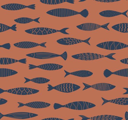 Bay - Coral Reef | Oranges Nautical Wallpaper for Nursery, Half Bath, and Hallway