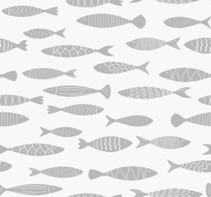 Bay - Silver Sea | Silvers and Pewters Nautical Wallpaper for Powder Room, Office, and Dining Room
