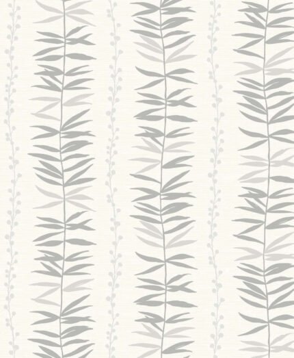 Summer Garland - Campfire Smoke | Grays Trees and Leaves Wallpaper for Nursery, Dining Room, and Office