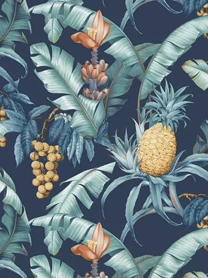navy blue floral wallpaper for bedroom by Pelican Prints