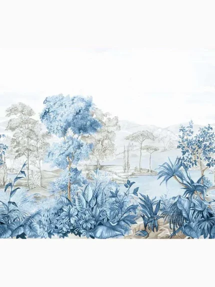 sky blue patterned wallpaper for bedroom by Carl Robinson