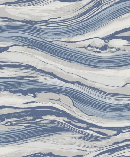 Queensmead on Nonwoven - Blue | Blues Abstracts Wallpaper for Nursery, Office, and Bedroom