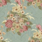 Dynasty - Metallic Blue Mist | Aquas and Teals Asian and Chinoiseries Wallpaper for Living Room, Accent Wall, and Half Bath