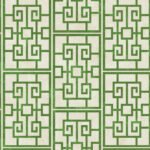 Dynasty Lattice - Metallic Pearl and Emerald Green | Greens Geometrics Wallpaper for Office, Accent Wall, and Kitchen