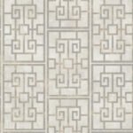 Dynasty Lattice - Metallic Pearl and Gray | Silvers and Pewters Geometrics Wallpaper for Office, Accent Wall, and Entryway