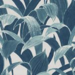Imperial Tropical - Metallic Pearl and Azure Blue | Blues Florals, Botanicals and Tropicals Wallpaper for Powder Room, Living Room, and Nursery