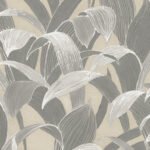 Imperial Tropical - Metallic Gold and Gray | Grays Florals, Botanicals and Tropicals Wallpaper for Entryway, Nursery, and Half Bath