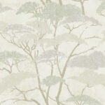 Confucius - Silver and Pearl | Greens Asian and Chinoiseries Wallpaper for Living Room, Entryway, and Hallway