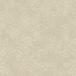 Confucius Scallop - Tan and Metallic Pearl | Warm Neutrals and Beiges Asian and Chinoiseries Wallpaper for Bedroom, Half Bath, and Powder Room