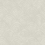 Confucius Scallop - Linen and Metallic Pearl | Warm Neutrals and Beiges Asian and Chinoiseries Wallpaper for Entryway, Accent Wall, and Hallway