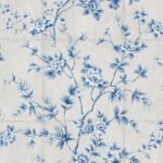 Great Wall - Metallic Silver and Sky Blue | Blues Florals, Botanicals and Tropicals Wallpaper for Hallway, Office, and Entryway