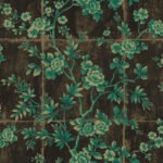 Great Wall - Metallic Mocha and Sea Green | Greens Florals, Botanicals and Tropicals Wallpaper for Powder Room, Hallway, and Accent Wall