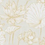 Lotus - Metallic Gold and Off-White | Golds Florals, Botanicals and Tropicals Wallpaper for Hallway, Accent Wall, and Dining Room