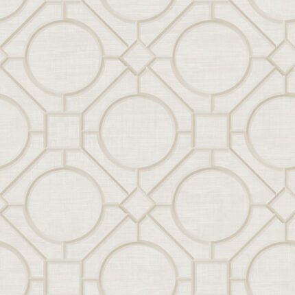 Silk Road Trellis - Metallic Pearl and Off-White | Pearls Geometrics Wallpaper for Office, Accent Wall, and Kitchen