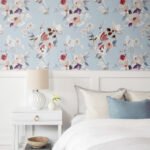 Summer Bouquet - Morning Jog | Blues Florals, Botanicals and Tropicals Wallpaper for Dining Room, Powder Room, and Office