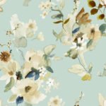 Summer Bouquet - Poolside Garden | Aquas and Teals Florals, Botanicals and Tropicals Wallpaper for Powder Room, Hallway, and Nursery